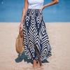 2025Women's Leaf Print Long Skirt Comfortable Casual Resort Style Skirt