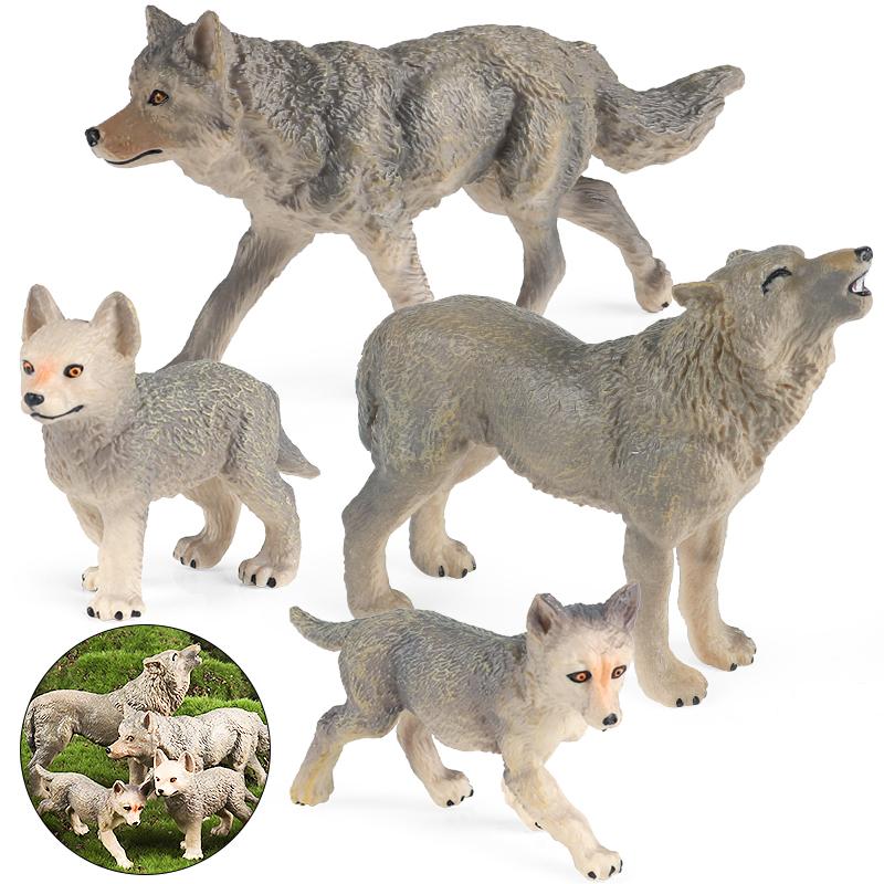 Oenux Wild Beast Animals Small Gray Wolf Maned Wolf Baby Wolves Simulation Model Action Figures Collection PVC Gift Kid Toy Gift