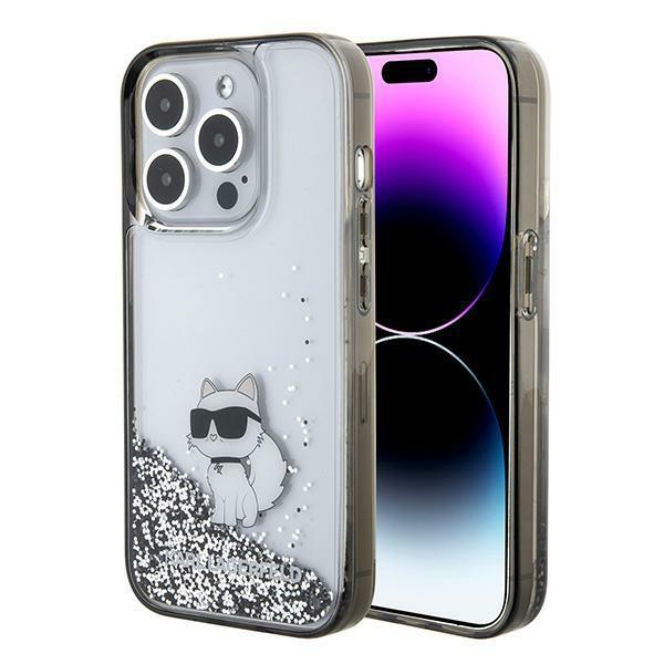 Custodia per iPhone 15 Pro Max Karl Lagerfeld Glitter Liquido Trasparente