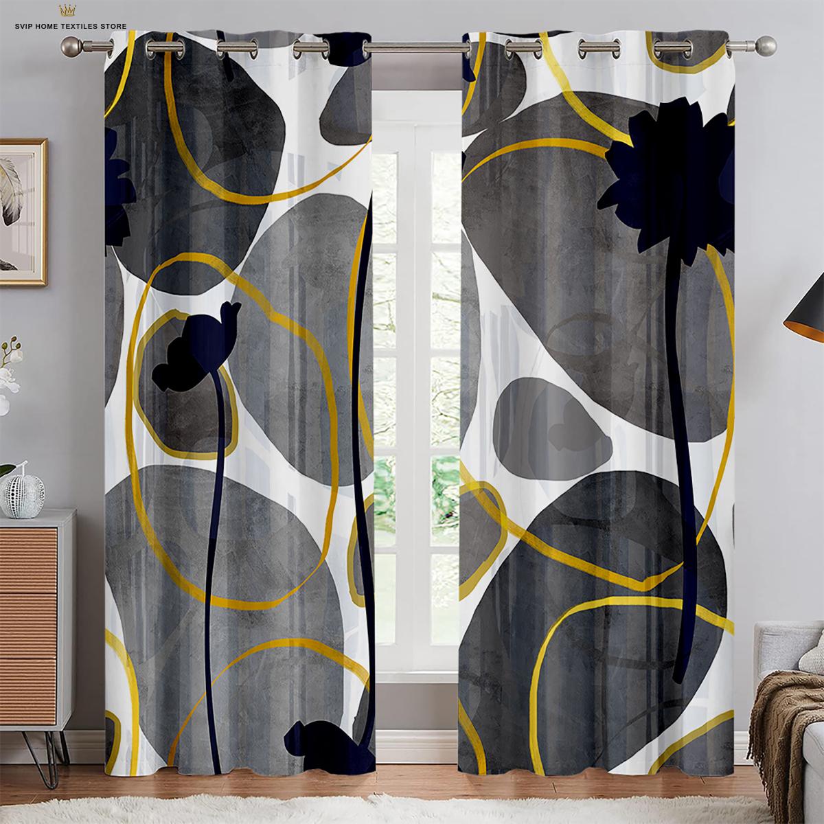 

Современные круглые текстурные шторы с картиной, 2 панели, минималистский стиль, для дома, гостиной, спальни, балкона, декора детской комнаты W50X130H(CM)X2PCS&Rod pocket