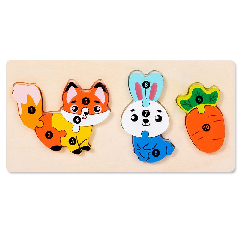 3D Wooden Animal and Vehicle Jigsaw Puzzles for Children - Educational, Large Piece, Interlocking Board Toys.