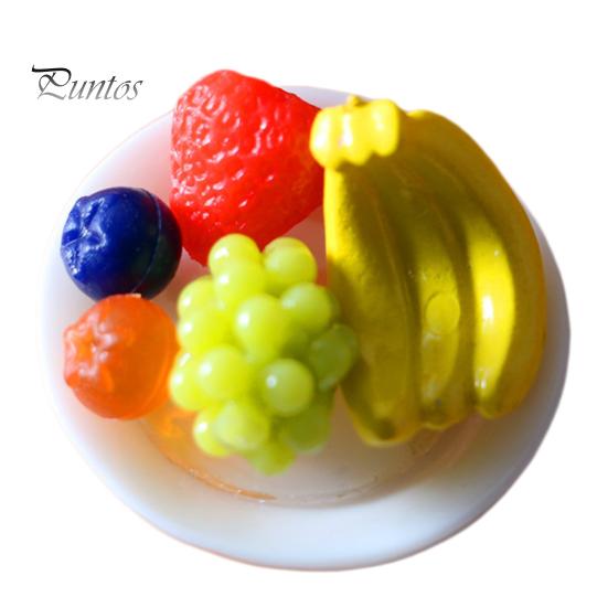 

6 шт./компл. миниатюрное блюдо с фруктами, декоративное мини-кукольный домик «сделай сам», искусственный банан, клубника, апельсин, черника, фрукты для детей A