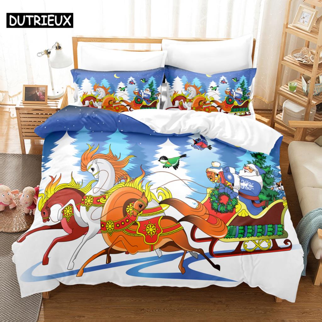 Blue Christmas Quilt Cover Kit Queen Size Size Luxury King Size Full Single Size Size Double Size Bed 3D Pattern Quilt Case Linen Pillowcase Single