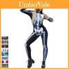 Elegant Dead Halloween Women Skeleton Bone Frame Jumpsuit Bodysuit Cosplay Costume