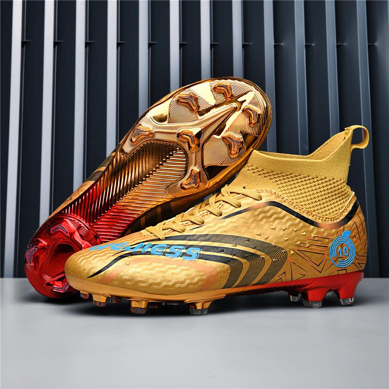 

Новые позолоченные футбольные бутсы для мальчиков и взрослых для игры на траве, женские, шипованные, тренировочные, размер 33-46. 46