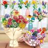 "Lego-Compatible Small Rose Building Blocks Bouquet with Vase - Creative Flower Assembly Toy Gift"