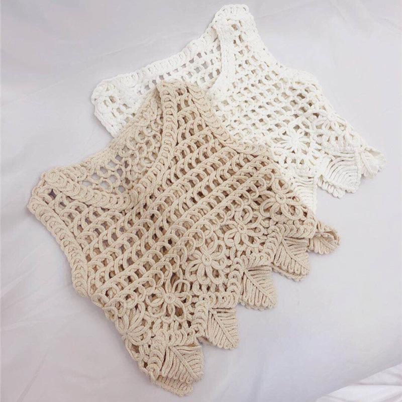 Women's Holiday Travel Hollow Out Tops Short Vest Bohemian Seaside Vest Cover-up