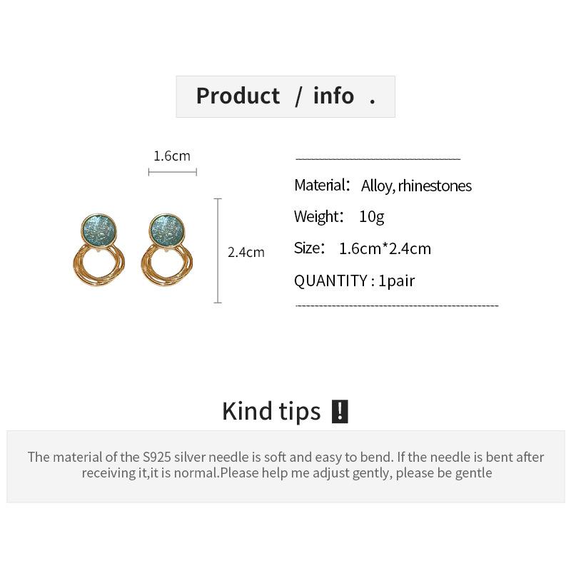 3 Colors Retro Brushed Round Stud Earrings for Women Temperament Rhinestones Ear Studs Trendy Charms Jewelry K1