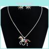 Animal Horse Pendant Necklace With Colorful Oil Drop Design For Women Summer Fashion