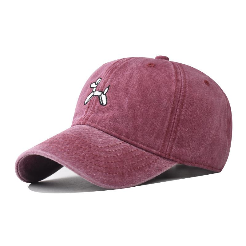 Vintage Washed Balloon Puppy Embroidered Baseball Cap Women Spring Summer Korean Style Sunshade Dad Hat Men Unisex Casual