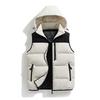 Giacca Calda in Cotone Casual da Uomo a Blocchi di Colore Larga, Giacca Gilet Senza Maniche con Cappuccio Staccabile da Uomo