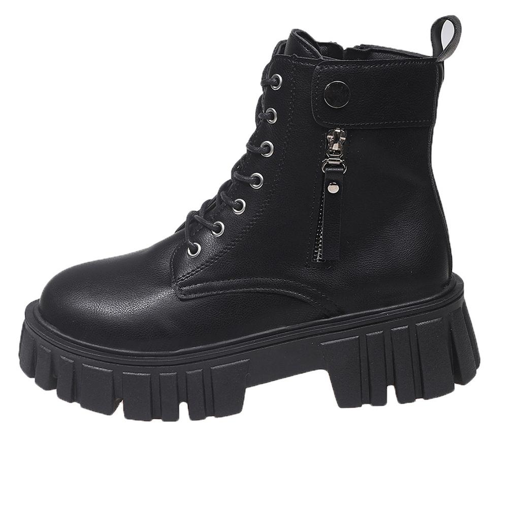 Winter New Black British Style Short Boots for Children and Platform Martin Boots for Women's Short Handsome Locomotive Boots