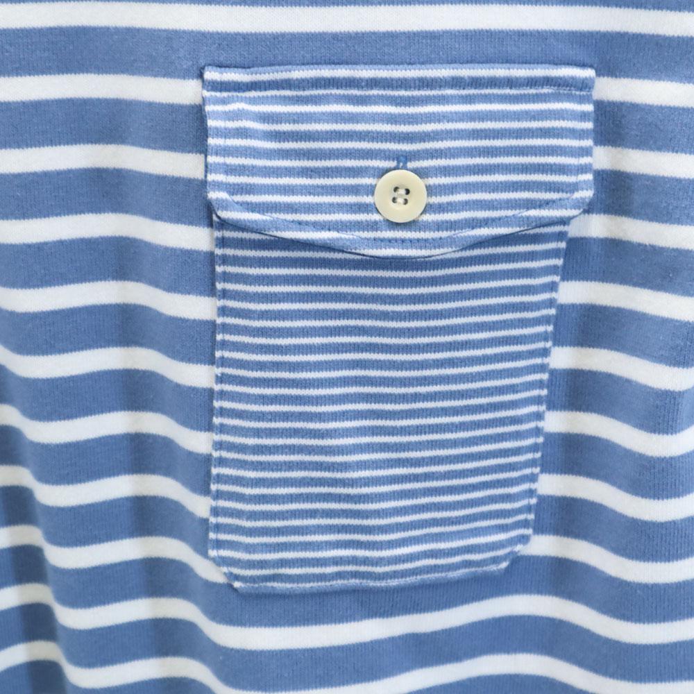 Nigel Cabourn made in Japan Border Pattern Long sleeve Cut 50 blue Men's Used