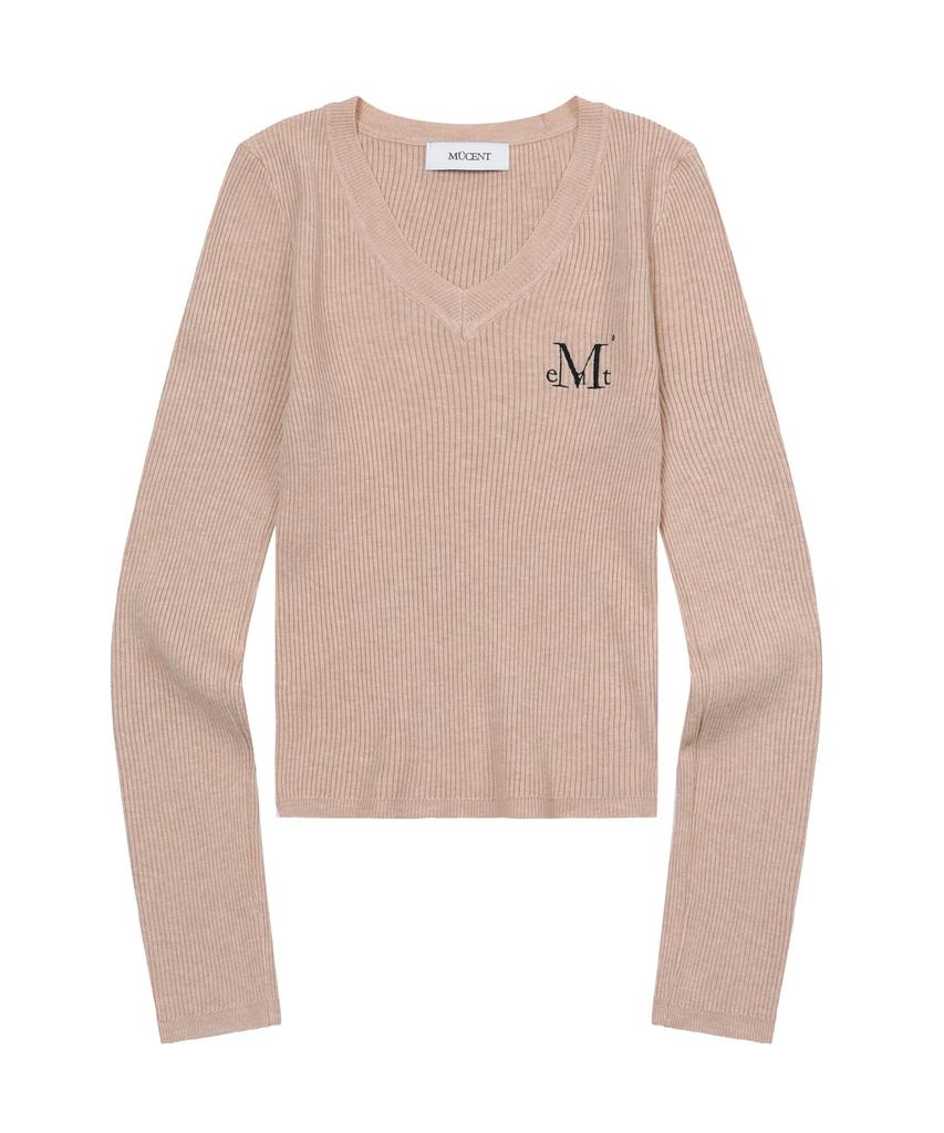 Mucent Gianni V-Neck Crop Ribbed Knit (5 Colors)
