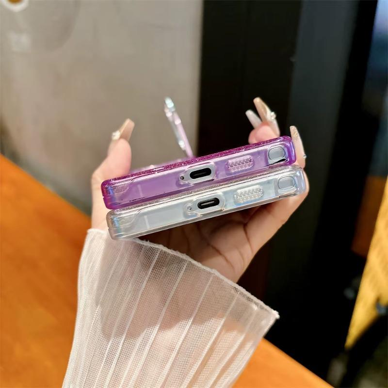 Metal Lens Stand for Magsafe Magnetic Phone Case for Samsung Galaxy S26 S25 S22 Ultra S23 FE S24 Plus Bling Glitter Clear Cover