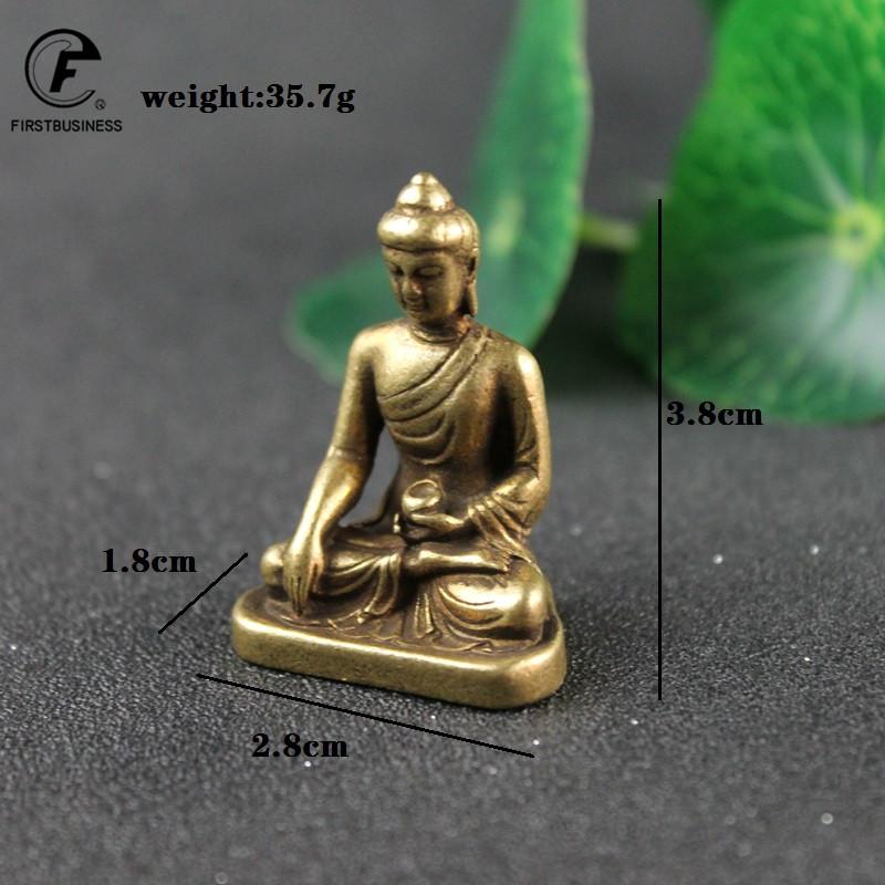 Solid Pocket Pure Brass Sakyamuni Buddha Figurines Miniatures Desktop Ornament Antique Copper Dharma Master Statue Decorations