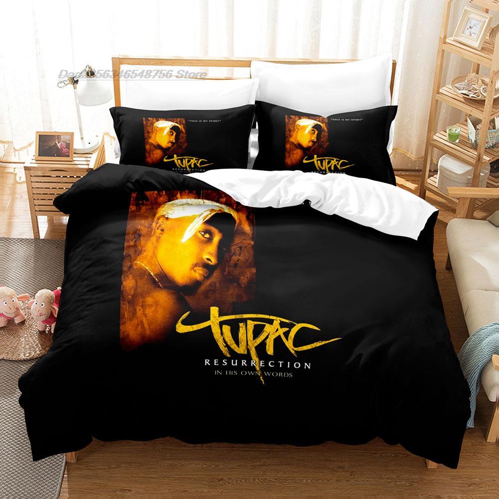 2 PAC Bettwäsche Set Einzelbett Twin Voll Queen King-Size Maße Maße Bettwäsche Set Erwachsener Kind Schlafzimmer Bettbezug Sets Druck Tupac Amaru Shakur