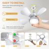 Sockel-Ventilatorleuchte, 5-stufig dimmbarer LED-Sockel-Brise-Deckenventilator, Flache Sockel-Deckenventilatorleuchte mit Fernbedienung, Einfach zu installierende Deckenventilatoren