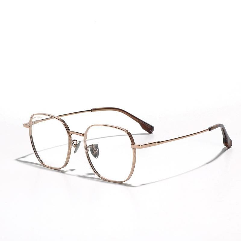 Glasses Myopia Glasses Frame Literary Square Flat Glasses Women'S Plain Glasses, Anti-Blue Light Metal Titanium Frames Men'S