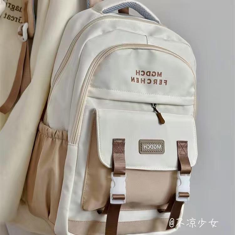 

TS JYL laptop bag,New Student Backpack Fashion Laptop Color Block Large Korean Backpack OneSize серый