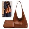 Women Leather Shoulder Bag Versatile Soft Underarm Bag Casual 2pcs Shoulder Bag and Handbag Set Satchel Hobo Bag Shopping Bag