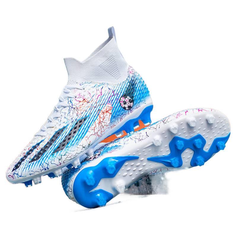 Scarpe da Calcio High-Top Giovanili da Uomo per Competizione e Allenamento con Tacchetti Lunghi TF per Erba Sintetica.