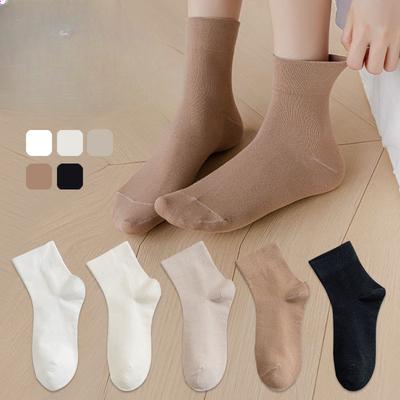 Damen Frühling und Sommer Dünne Einfache Reine Farbe Weitmaul In der Tube Baumwollsocken