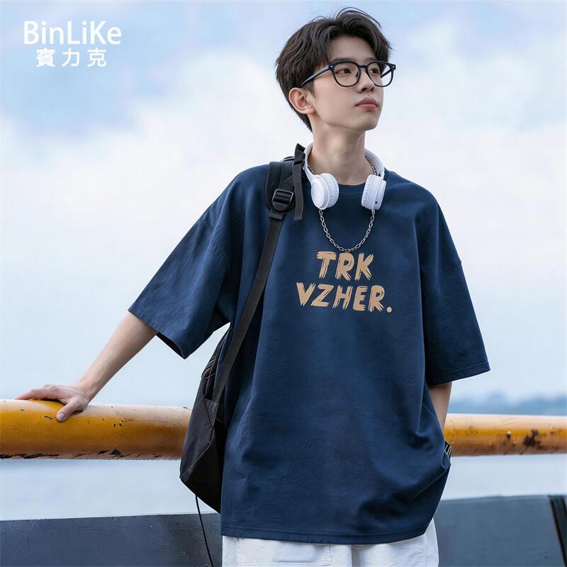 BINLIKE Men s Heavyweight Cotton Japanese Style Short Sleeve T-Shirt L