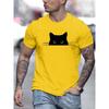 Men's Summer Cotton Fashionable Casual Loose Cat Print Sports Round Neck Short Sleeved T-shirt Top