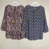 Export Fashion Original Order Leftover Stock Rayon Print Round Neck Tied Pullover Three-Quarter Sleeve Shirt Women's Cool Western Style Autumn