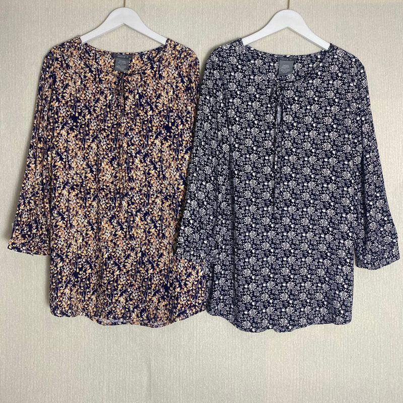 Export Fashion Original Order Leftover Stock Rayon Print Round Neck Tied Pullover Three-Quarter Sleeve Shirt Women's Cool Western Style Autumn