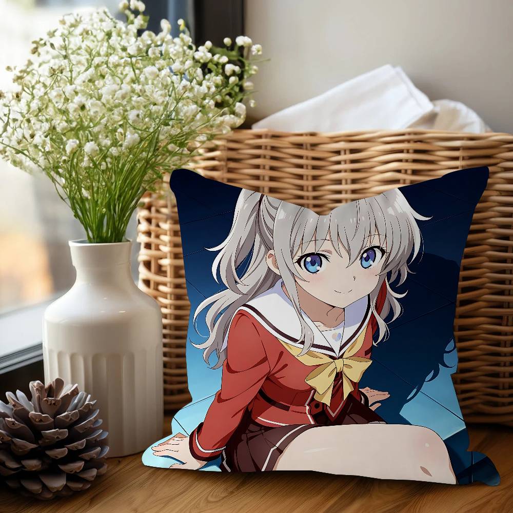 Charlotte Tomori Nao Anime Cushion Cover Inches Farmhouse Decor Home Throw Pillow Covers For Couch Decorations