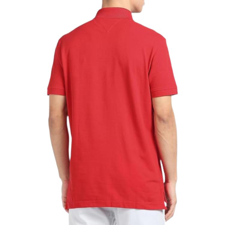 Tommy Hilfiger Logo Print Short Sleeve Polo Shirt Men Tops Red C8178A6141-611