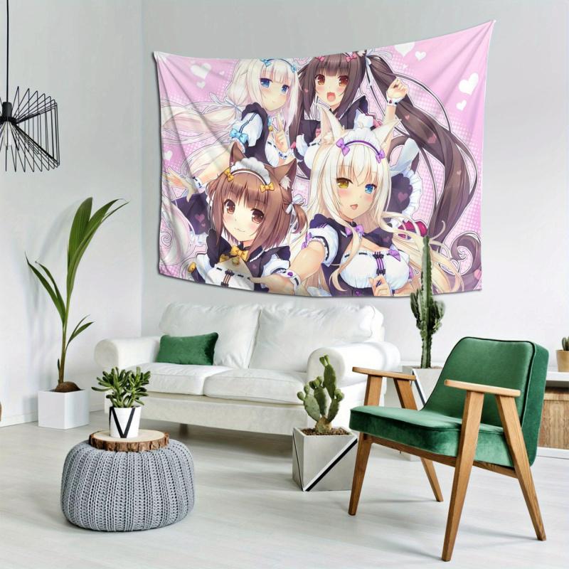 VIKAMA CatS Paradise All Maid Tapestry Anime Cute CatS Background Atmosphere Ins Style Room Decoration Home Decoration