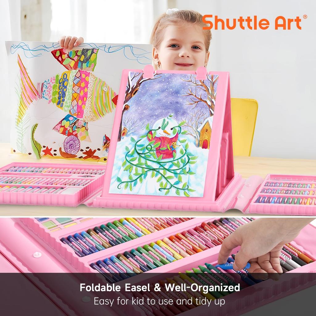 Shuttle Art Art Set with Colored Solid Coloring Watercolor Pencil and Includes a Portable Storage A Great Gift for Elementary School and 335-Piece