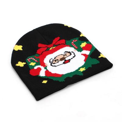Men's & Women's Winter Christmas Hat - Elk & Santa Claus Jacquard Knit