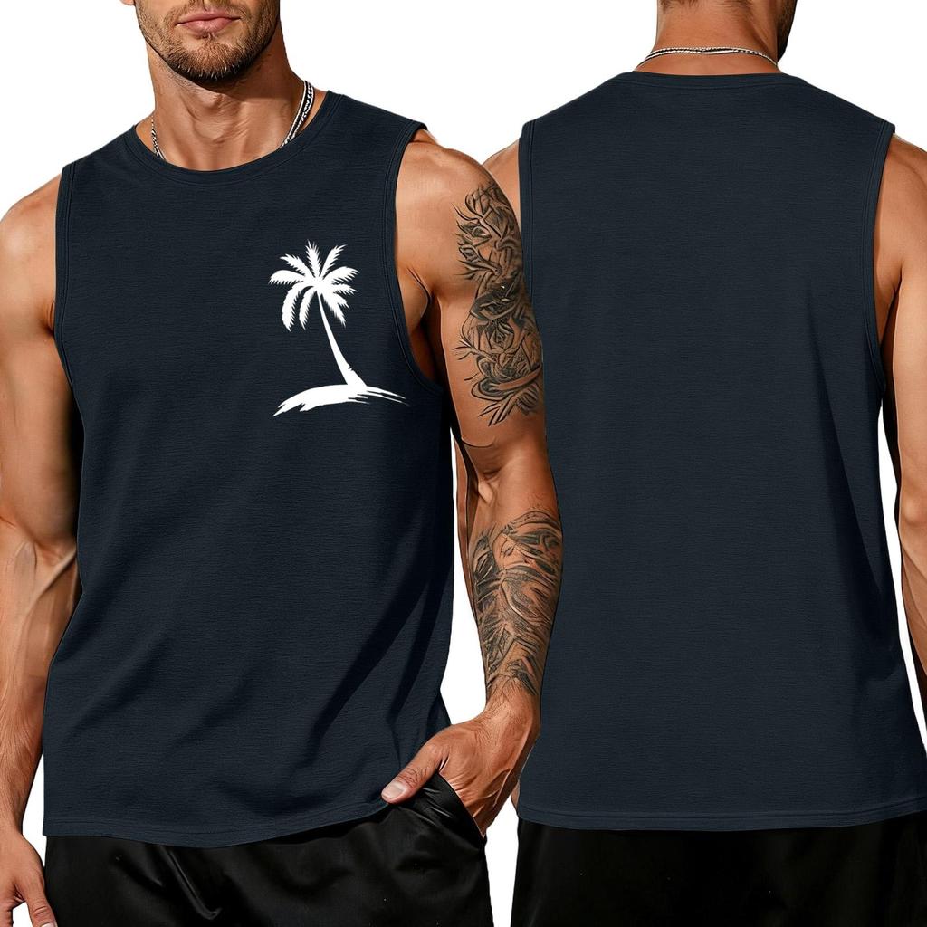 Men's Loose and Casual Hawaiian Print Sleeveless Shirt