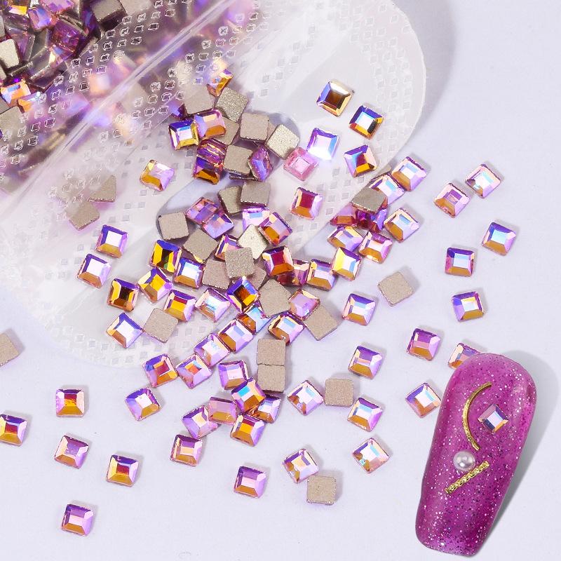 Aurora Pink Symphony Ab Nail Drill Flat Bottom Special-Shaped Nail Drill Nail Drill Diy Jewelry Accessories