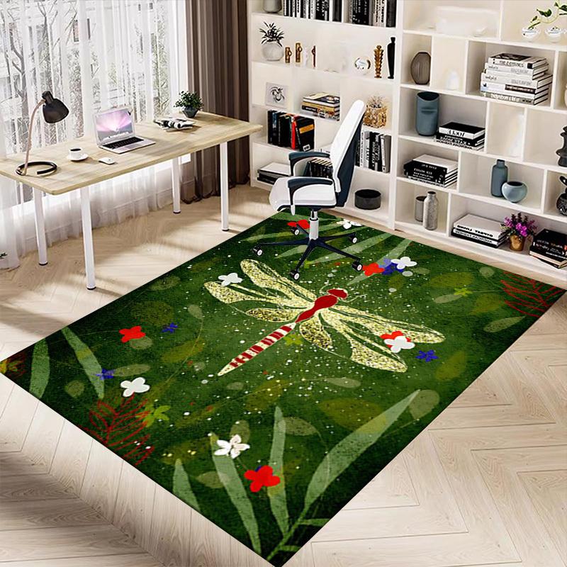 1PC Dragonfly Flowers Extra Large Non Slip Floor carpet, Office, family, bedroom, Studio   Large Area Rug Indoor Rugs, , Vibrant Colors