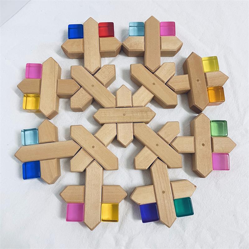 X Blocks Set Acrylic Cubes Baby Open Ended Play Toys Kids Montessori Activity Stacking Toys House Grid Blocks Game for Children