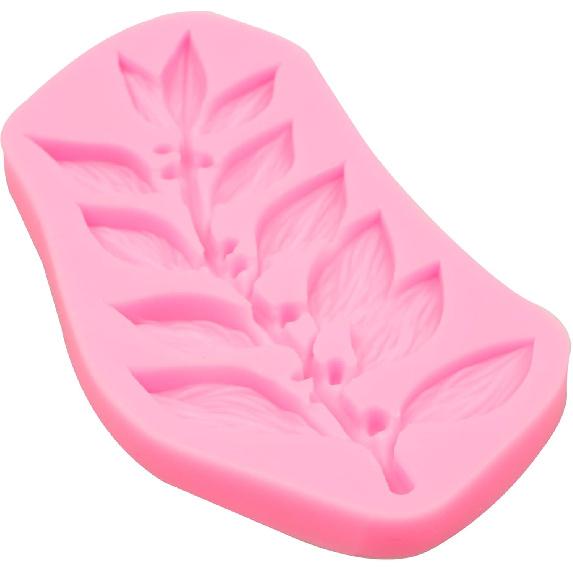 Rose Leaves Silicone Mold Set, 5 Pieces, Pink Fondant Molds for Cake Decorating