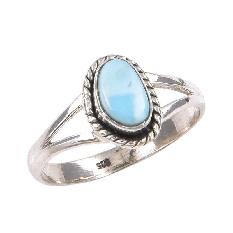 Natural Republic Larimar Gemstone Handmade 925 Sterling Silver Ring Size 7 E3m50