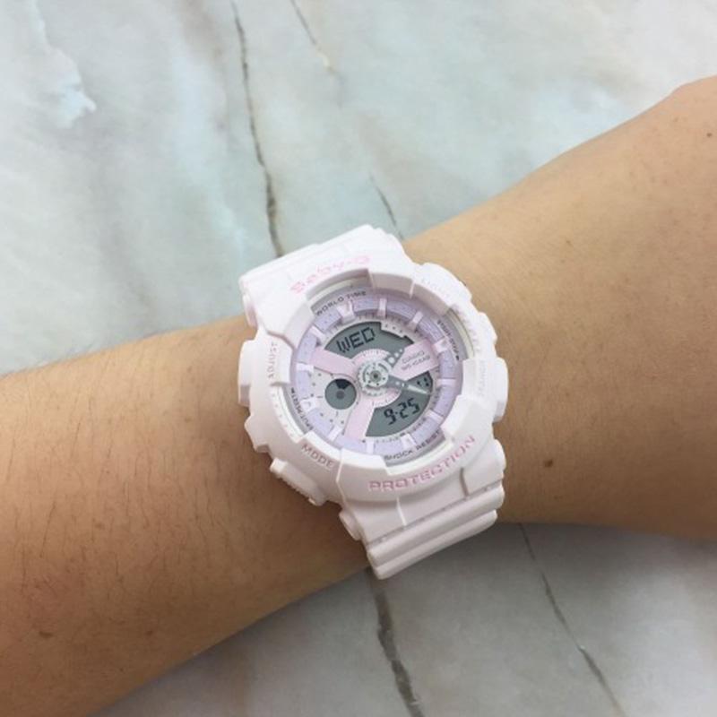 Casio Baby-G Series Sports Dual Display Waterproof Quartz Movement Resin Strap Watch Women watches Pink BA-110-4A2-PERSON