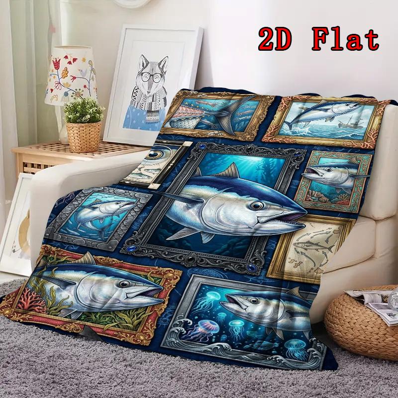 Tuna Art Collection 2D Flat Pattern Flannel Blanket, High quality All Seasons, Home Decor, Warmth and Comfort, Perfect for Christmas Gifts.