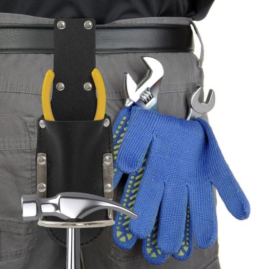 Tool Bag Belt Hammer Mount Strong Construction Faux Leather Tool Belt Bag Utility Tool Bag for Pliers Knife Scissors Screwdrivers