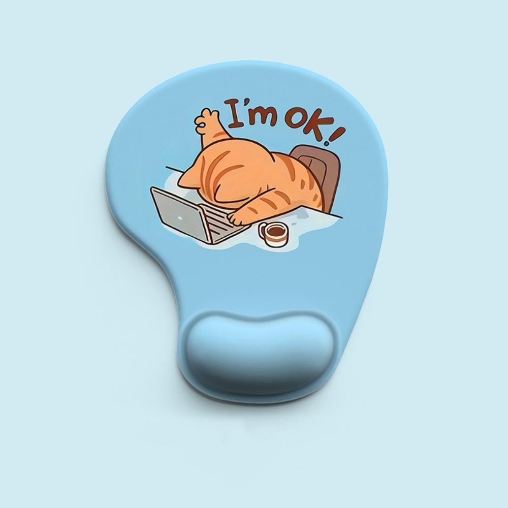 Comfortable Cat Mouse Mat Cute Cartoon Wrist Support Pad Black Cat Animal Mouse Pad Home Office