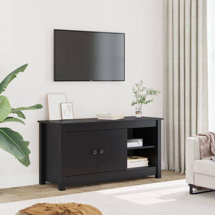 VidaXL TV Stand Black 103x36.5x52 Cm Solid Pine Wood 814593
