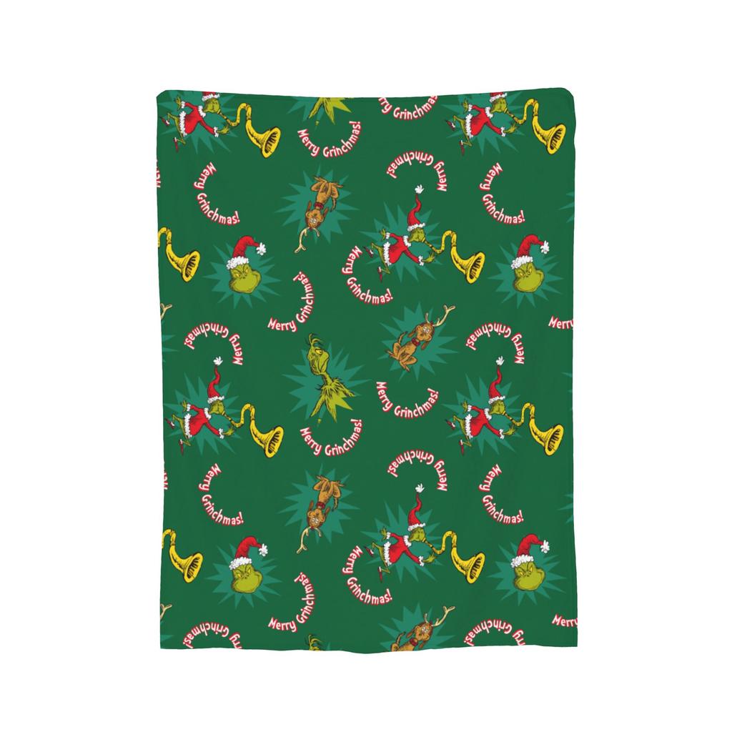 Christmas-S-Green-S-Grinch Blanket Fleece Textile Decor  Portable Warm Throw Blanket for Home Office Rug Piece