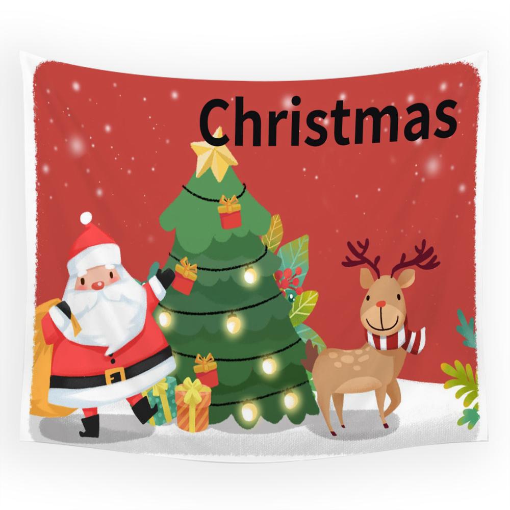 Weihnachtsmann Elch Weihnachtsdekoration gedrucktes Muster Wandteppich Heim Wohnzimmer Schlafzimmer Raumdekoration hängender Wandteppich