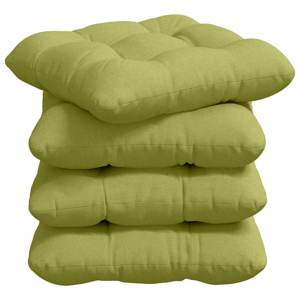 Seat Cushions 4 pcs Light Green 40 x 40 x 12 cm Fabric